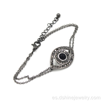 Rhinestone mujer encanto pulsera de mal de ojo de diamante de la aleación